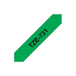 Brother | 731 | Laminated tape | Thermal | Black on green | Roll (1.2 cm x 8 m)