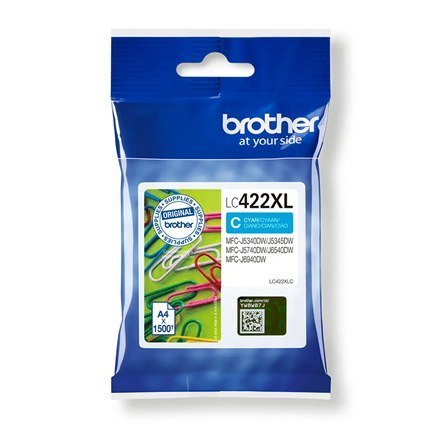 Brother LC | 422XLC | Cyan | Ink cartridge | 1500 pages Brother LC | 422XLC | Cyan | Ink cartridge | 1500 pages