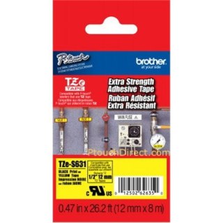Brother | S631 | Laminated tape | Thermal | Black on yellow | Roll (1.2 cm x 8 m)