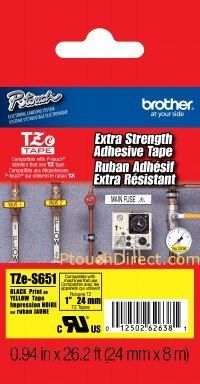 Brother | S651 | Laminated tape | Thermal | Black on yellow | Roll (2.4 cm x 8 m) Brother | S651 | Laminated tape | Thermal | Black on yellow | Roll (2.4 cm x 8 m)