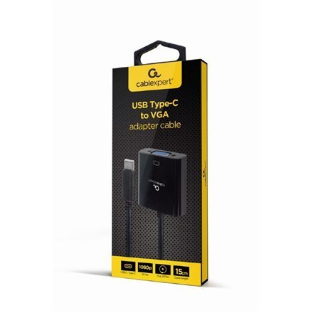 Cablexpert | Kabel przejściowy z USB typu C na VGA | A-CM-VGAF-01 | Czarny | USB typu C | VGA | 0,15 m Cablexpert | Kabel przejściowy z USB typu C na VGA | A-CM-VGAF-01 | Czarny | USB typu C | VGA | 0,15 m