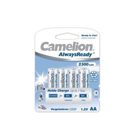 Camelion | AA/HR6 | 2300 mAh | AlwaysReady Rechargeable Batteries Ni-MH | 4 pc(s) Camelion | AA/HR6 | 2300 mAh | AlwaysReady Rechargeable Batteries Ni-MH | 4 pc(s)