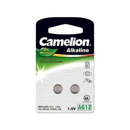Camelion | AG12/LR43/LR1142/386 | Alkaliczna bateria guzikowa | 2 szt. Camelion | AG12/LR43/LR1142/386 | Alkaliczna bateria guzikowa | 2 szt.