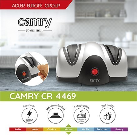 Camry | Ostrzałka do noży | CR 4469 | Czarna | Srebrna | 60 W Camry | Ostrzałka do noży | CR 4469 | Czarna | Srebrna | 60 W