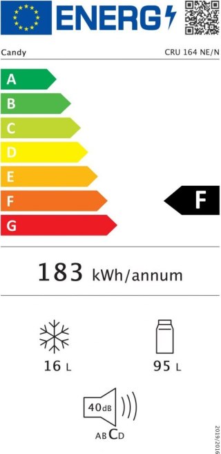 Candy | CRU 164 NE/N | Chłodziarka | Klasa efektywności energetycznej F | Do zabudowy | Spiżarnia | Wysokość 82 cm | Pojemność n