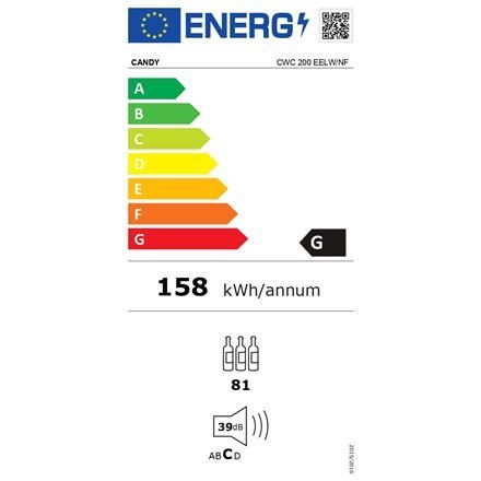 Candy | Chłodziarka do wina | CWC 200 EELW/NF | Klasa efektywności energetycznej G | Wolnostojąca | Pojemność 81 butelek | Czarn Candy | Chłodziarka do wina | CWC 200 EELW/NF | Klasa efektywności energetycznej G | Wolnostojąca | Pojemność 81 butelek | Czarn