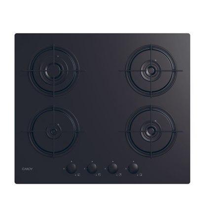 Candy CVW6BB Hob, Gas, Width 59,5 cm, 4 cooking zones, Mechanic control, Black Candy CVW6BB Hob, Gas, Width 59,5 cm, 4 cooking zones, Mechanic control, Black