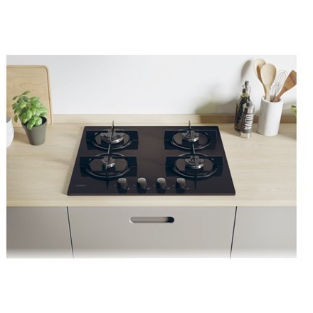 Candy CVW6BB Hob, Gas, Width 59,5 cm, 4 cooking zones, Mechanic control, Black Candy CVW6BB Hob, Gas, Width 59,5 cm, 4 cooking zones, Mechanic control, Black