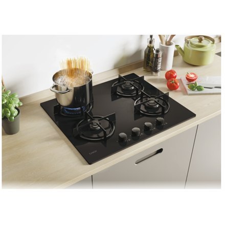 Candy CVW6BB Hob, Gas, Width 59,5 cm, 4 cooking zones, Mechanic control, Black Candy CVW6BB Hob, Gas, Width 59,5 cm, 4 cooking zones, Mechanic control, Black