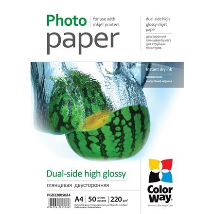 ColorWay | 220 g/m² | A4 | Dwustronny papier fotograficzny o wysokim połysku ColorWay | 220 g/m² | A4 | Dwustronny papier fotograficzny o wysokim połysku
