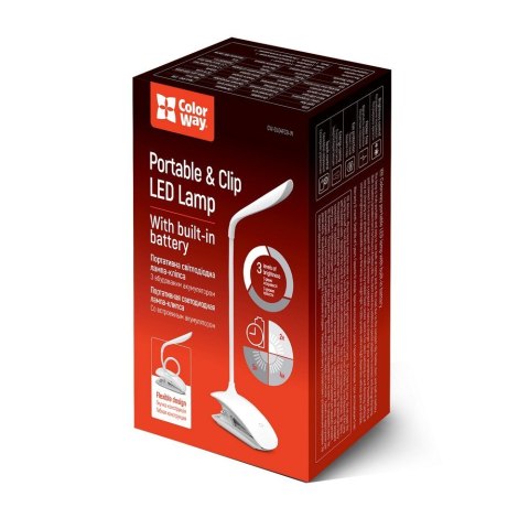 ColorWay | lm | LED Table Lamp Flexible & Clip with built-in battery | White Light: 5500-6000 K | Table lamp ColorWay | lm | LED Table Lamp Flexible & Clip with built-in battery | White Light: 5500-6000 K | Table lamp
