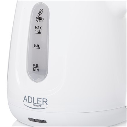 Czajnik Adler | AD 1373 | Elektryczny | 850 W | Pojemność 1 L | Polipropylen | Podstawa 360° | Biały Czajnik Adler | AD 1373 | Elektryczny | 850 W | Pojemność 1 L | Polipropylen | Podstawa 360° | Biały