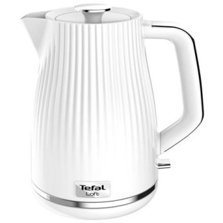 Czajnik elektryczny TEFAL KO250130 o mocy 2400 W i pojemności 1.7 L - plastikowy, biały kociołek z obrotową podstawą 360°.