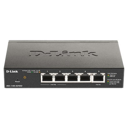 D-Link | 5-Port Gigabit PoE Smart Managed Switch and PoE Extender | DGS-1100-05PDV2 | Web managed | Desktop | 1 Gbps (RJ-45) por D-Link | 5-Port Gigabit PoE Smart Managed Switch and PoE Extender | DGS-1100-05PDV2 | Web managed | Desktop | 1 Gbps (RJ-45) por