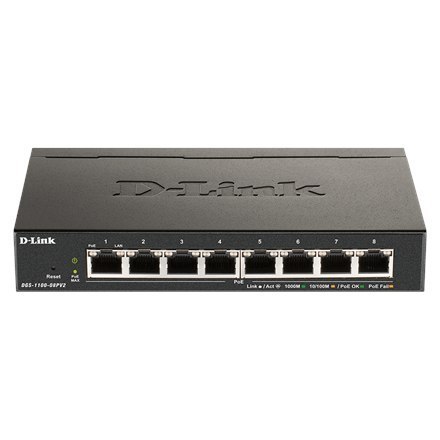 D-Link | 8-Port Gigabit PoE Smart Managed Switch | DGS-1100-08PV2 | Web managed | Desktop | 1 Gbps (RJ-45) ports quantity | SFP D-Link | 8-Port Gigabit PoE Smart Managed Switch | DGS-1100-08PV2 | Web managed | Desktop | 1 Gbps (RJ-45) ports quantity | SFP