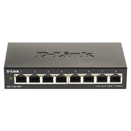 D-Link | Smart Gigabit Ethernet Switch | DGS-1100-08V2 | Managed | Desktop | 1 Gbps (RJ-45) ports quantity | SFP ports quantity D-Link | Smart Gigabit Ethernet Switch | DGS-1100-08V2 | Managed | Desktop | 1 Gbps (RJ-45) ports quantity | SFP ports quantity
