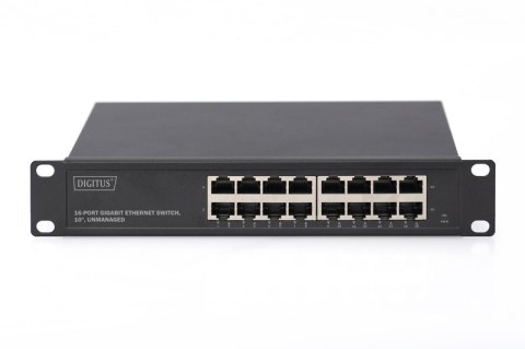 Digitus | 16-portowy przełącznik Gigabit Ethernet | DN-80115 | Niezarządzany | Do montażu w szafie | Ilość portów 10/100 Mb/s (R Digitus | 16-portowy przełącznik Gigabit Ethernet | DN-80115 | Niezarządzany | Do montażu w szafie | Ilość portów 10/100 Mb/s (R