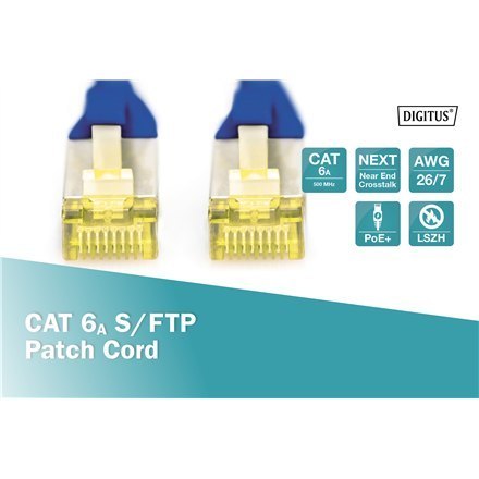 Digitus | CAT 6a | Patch cable | Shielded foiled twisted pair (SFTP) | Male | RJ-45 | Male | RJ-45 | 1 m Digitus | CAT 6a | Patch cable | Shielded foiled twisted pair (SFTP) | Male | RJ-45 | Male | RJ-45 | 1 m