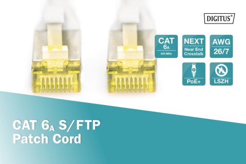 Digitus | CAT 6a | Patch cable | Shielded foiled twisted pair (SFTP) | Male | RJ-45 | Male | RJ-45 | Grey | 0.5 m Digitus | CAT 6a | Patch cable | Shielded foiled twisted pair (SFTP) | Male | RJ-45 | Male | RJ-45 | Grey | 0.5 m