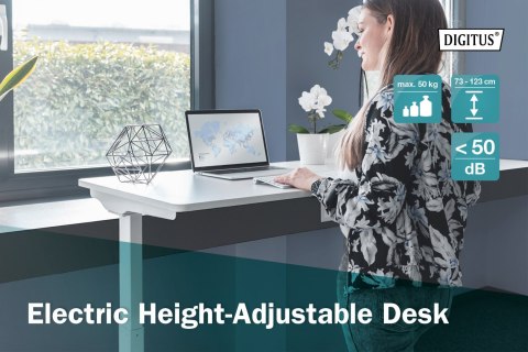 Digitus | Electric Height Adjustable Desk | 73 - 123 cm | Maximum load weight 50 kg | Metal | White Digitus | Electric Height Adjustable Desk | 73 - 123 cm | Maximum load weight 50 kg | Metal | White