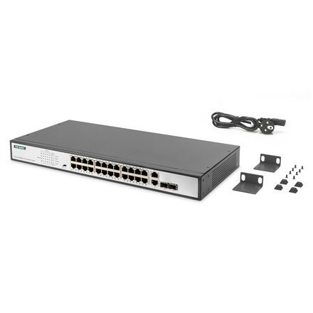 Digitus | Fast Ethernet PoE Switch 24-port PoE + 2 Combo, 370W PoE | DN-95343 | Unmanaged | Desktop | 10/100 Mbps (RJ-45) ports Digitus | Fast Ethernet PoE Switch 24-port PoE + 2 Combo, 370W PoE | DN-95343 | Unmanaged | Desktop | 10/100 Mbps (RJ-45) ports