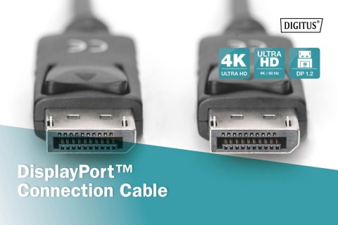 Digitus | Kabel DisplayPort | Męski | 20-pinowy DisplayPort | Męski | 20-pinowy DisplayPort | 1 m | Czarny Digitus | Kabel DisplayPort | Męski | 20-pinowy DisplayPort | Męski | 20-pinowy DisplayPort | 1 m | Czarny