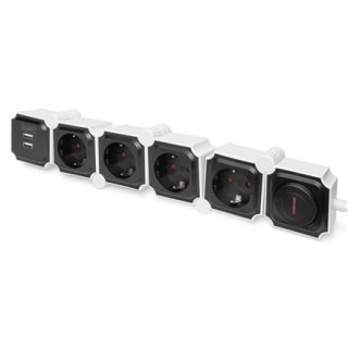 DIGITUS DA-70620 - power strip - 3680 Watt | Output Connector Qty 4 | 1.6 m | Black | White