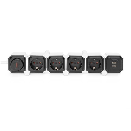 DIGITUS DA-70620 - power strip - 3680 Watt | Output Connector Qty 4 | 1.6 m | Black | White