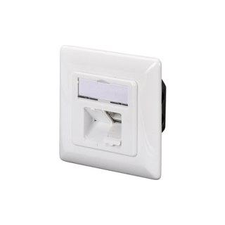Digitus CAT 6A Class EA network outlet,shielded,2xRJ45,LSA pure white, flush mount, horizontal cable install. Digitus | CAT 6A C