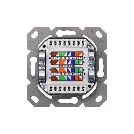 Digitus CAT 6A Class EA network outlet,shielded,2xRJ45,LSA pure white, flush mount, horizontal cable install. Digitus | CAT 6A C