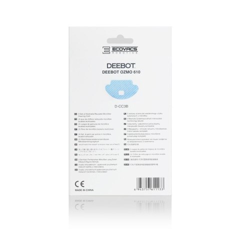 Ecovacs | D-CC3B | Ścierka do mopa do OZMO 610/601 | Niebieski Ecovacs | D-CC3B | Ścierka do mopa do OZMO 610/601 | Niebieski