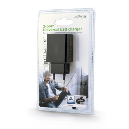 EnerGenie | EG-U2C2A-03-BK | 2-port universal USB charger EnerGenie | EG-U2C2A-03-BK | 2-port universal USB charger