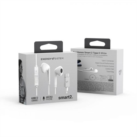 Energy Sistem Earphones Smart 2 Type C, White Energy Sistem | Smart 2 Type C | Wired Earphones | Wired | In-ear | Microphone | W Energy Sistem Earphones Smart 2 Type C, White Energy Sistem | Smart 2 Type C | Wired Earphones | Wired | In-ear | Microphone | W
