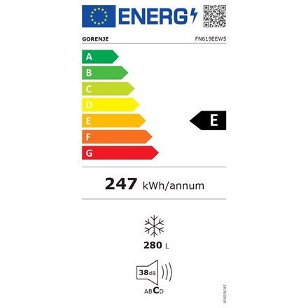 Freezer | FN619EEW5 | Energy efficiency class E | Upright | Free standing | Height 185 cm | Total net capacity 280 L | No Frost