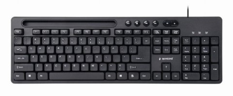 Gembird | Klawiatura multimedialna z podstawką pod telefon | KB-UM-108 | Multimedialna | Przewodowa | US | Czarna | g Gembird | Klawiatura multimedialna z podstawką pod telefon | KB-UM-108 | Multimedialna | Przewodowa | US | Czarna | g