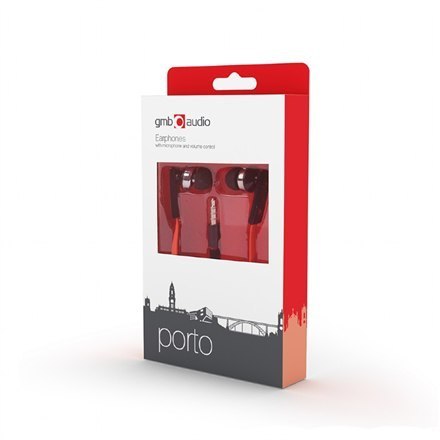 Gembird | Porto earphones with microphone and volume control with flat cable | Built-in microphone | 3.5 mm | Red/Black Gembird | Porto earphones with microphone and volume control with flat cable | Built-in microphone | 3.5 mm | Red/Black