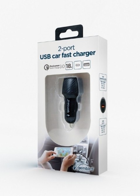 Gembird | TA-U2QC3-CAR-02 | 2-portowa szybka ładowarka samochodowa USB Gembird | TA-U2QC3-CAR-02 | 2-portowa szybka ładowarka samochodowa USB