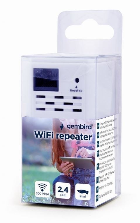 Gembird | WNP-RP300-03 | Wi-Fi repeater | 2.412-2.484 GHz | 300 Mbit/s | 10/100 Mbit/s | Ethernet LAN (RJ-45) ports 1 | Antenna Gembird | WNP-RP300-03 | Wi-Fi repeater | 2.412-2.484 GHz | 300 Mbit/s | 10/100 Mbit/s | Ethernet LAN (RJ-45) ports 1 | Antenna