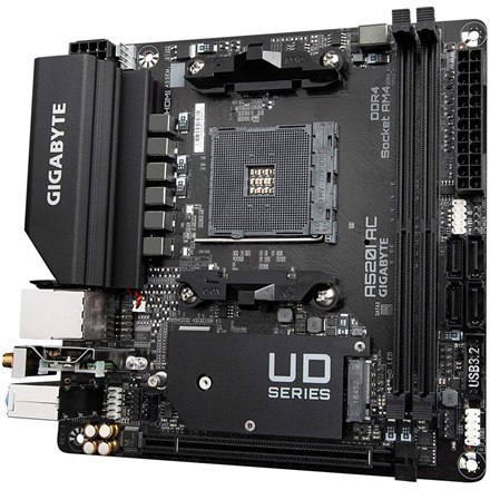 Gigabyte | A520I AC | Rodzina procesora AMD | Gniazdo procesora AM4 | DDR4 DIMM | Sloty pamięci 2 | Liczba złączy SATA 4 | Układ Gigabyte | A520I AC | Rodzina procesora AMD | Gniazdo procesora AM4 | DDR4 DIMM | Sloty pamięci 2 | Liczba złączy SATA 4 | Układ