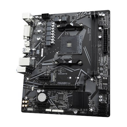 Gigabyte | A520M H 1.0 | Processor family AMD | Processor socket AM4 | DDR4 DIMM | Memory slots 2 | Chipset AMD A | Micro ATX Gigabyte | A520M H 1.0 | Processor family AMD | Processor socket AM4 | DDR4 DIMM | Memory slots 2 | Chipset AMD A | Micro ATX