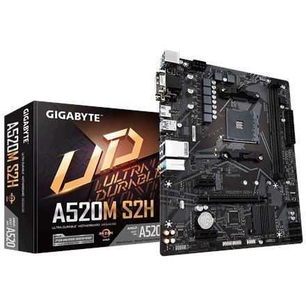 Gigabyte | A520M S2H 1.0 | Processor family AMD | Processor socket AM4 | DDR4 DIMM | Memory slots 2 | Chipset AMD A | Micro ATX Gigabyte | A520M S2H 1.0 | Processor family AMD | Processor socket AM4 | DDR4 DIMM | Memory slots 2 | Chipset AMD A | Micro ATX