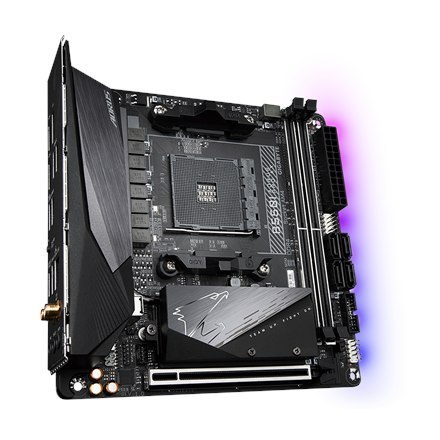 Gigabyte | B550I AORUS PRO AX 1.0 | Processor family AMD | Processor socket AM4 | DDR4 DIMM | Memory slots 2 | Chipset AMD B | M Gigabyte | B550I AORUS PRO AX 1.0 | Processor family AMD | Processor socket AM4 | DDR4 DIMM | Memory slots 2 | Chipset AMD B | M