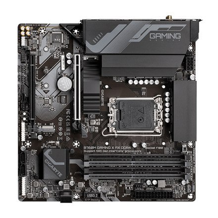 Gigabyte | B760M G X AX DDR4 1.0 M/B | Rodzina procesorów Intel | Gniazdo procesora LGA1700 | DDR4 DIMM | Gniazda pamięci 4 | Ob Gigabyte | B760M G X AX DDR4 1.0 M/B | Rodzina procesorów Intel | Gniazdo procesora LGA1700 | DDR4 DIMM | Gniazda pamięci 4 | Ob