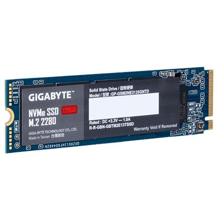 Gigabyte | SSD | GP-GSM2NE3128GNTD | 128 GB | SSD form factor M.2 2280 | SSD interface M.2 NVME | Read speed 1550 MB/s | Write s Gigabyte | SSD | GP-GSM2NE3128GNTD | 128 GB | SSD form factor M.2 2280 | SSD interface M.2 NVME | Read speed 1550 MB/s | Write s