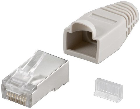 Goobay 68746 RJ45 plug, CAT 5e STP shielded with strain-relief boot, grey Goobay Goobay 68746 RJ45 plug, CAT 5e STP shielded with strain-relief boot, grey Goobay