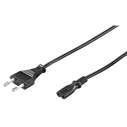 Goobay | Power cable | Power IEC 60320 C7 | Europlug (power CEE 7/16) | 1.5 m | Black Goobay | Power cable | Power IEC 60320 C7 | Europlug (power CEE 7/16) | 1.5 m | Black