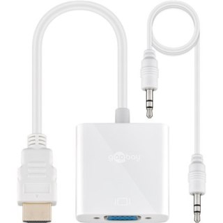 Goobay Video / audio adaptor | 15 pin HD D-Sub (HD-15) | Mini-phone stereo 3.5 mm | Female | 19 pin HDMI Type A | Male | White |
