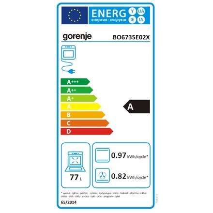 Gorenje | BO6735E02X | Oven | 77 L | Multifunctional | EcoClean | Mechanical control | Height 59.5 cm | Width 59.5 cm | Stainles Gorenje | BO6735E02X | Oven | 77 L | Multifunctional | EcoClean | Mechanical control | Height 59.5 cm | Width 59.5 cm | Stainles