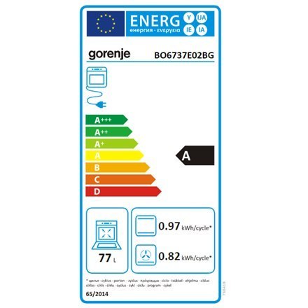 Gorenje | BO6737E02BG | Oven | 77 L | Multifunctional | EcoClean | Mechanical control | Yes | Height 59.5 cm | Width 59.5 cm | B Gorenje | BO6737E02BG | Oven | 77 L | Multifunctional | EcoClean | Mechanical control | Yes | Height 59.5 cm | Width 59.5 cm | B