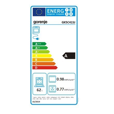 Gorenje | Cooker | GK5C41SJ | Hob type Gas | Oven type Electric | Stainless steel | Width 50 cm | Grilling | Depth 59.4 cm | 62